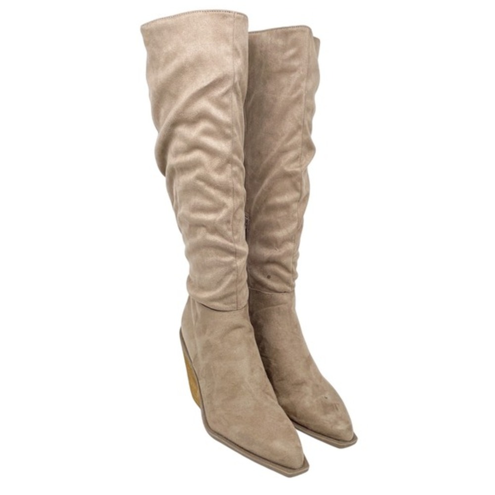 Charles by Charles‎ David Women's Wire Knee High Beige Slouch Heel Boots 5.5M